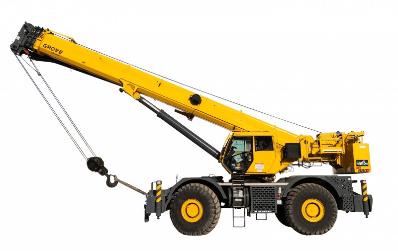 Grove 80 ton rough terrain crane for off-road job sites, Trent Neumann Construction, Kalispell MT